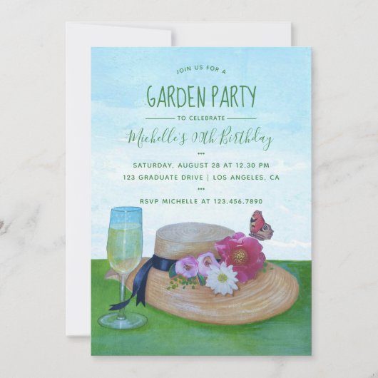 誕生日ガーデンパーティの招待状 招待状 (正面)
