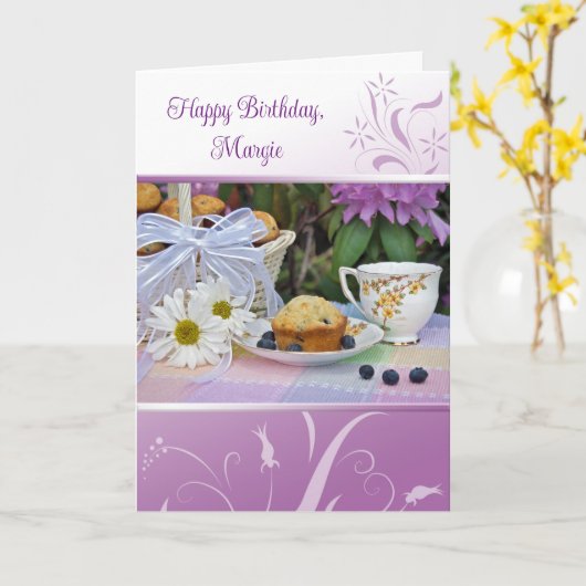 誕生日ガーデンブレックファストマフィン カード (黄色い花)