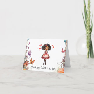 誕生日ガーリーの挨拶 サンキューカード