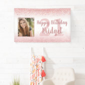 誕生日ガーリーバラ金ゴールドグリッタースパークルフォト 横断幕 (インサイチュ)