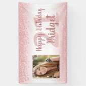 誕生日ガーリーバラ金ゴールドグリッタースパークルフォト 横断幕 (縦)