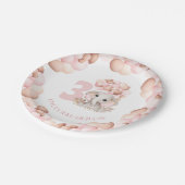 誕生日ガールかわいい象ピンクの風船 ペーパープレート (アングル)