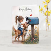 誕生日ガールがカードを郵送 カード (黄色い花)