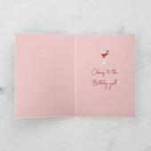 誕生日ガールとサマーハットサングラスフローラca カード (内部)