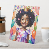 誕生日ガールとブラウンスキンプリンセスアート 台座サイン (インサイチュ)