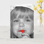 誕生日ガールと赤い口紅 カード (黄色い花)