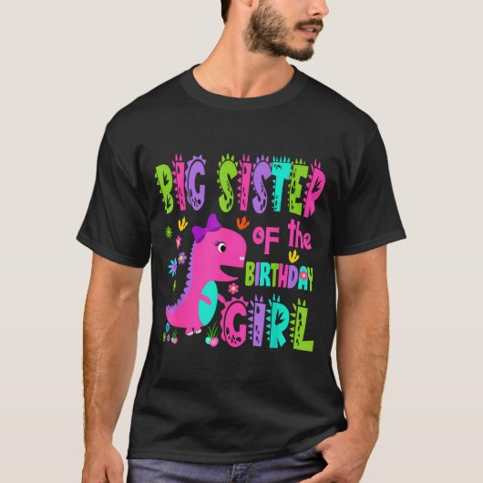 誕生日ガールのお姉さん ティラノサウルス Tシャツ (正面)