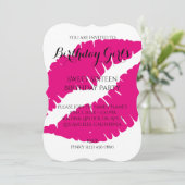 誕生日ガールのスイート16 ホットピンク口紅 招待状 (スタンド正面)