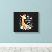 誕生日ガールのママのキリン家族とおそろいL キャンバスプリント (インサイチュ (ウッドフロア))