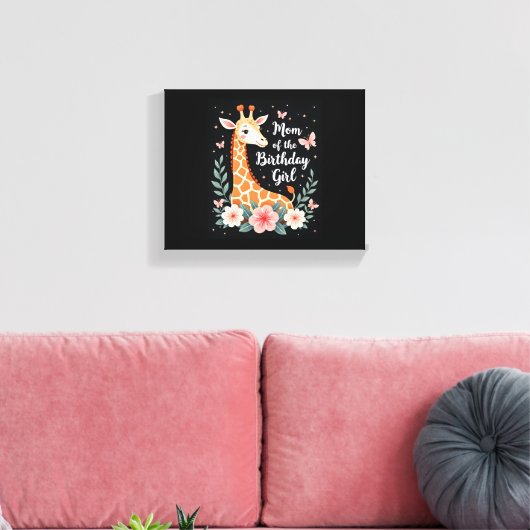 誕生日ガールのママのキリン家族とおそろいL キャンバスプリント (インサイチュ (リビング))