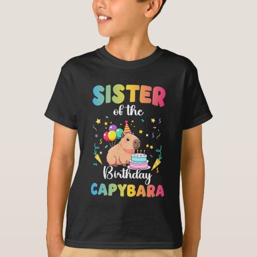 誕生日ガールの姉妹カピバラの誕生日パーティー Tシャツ (正面)