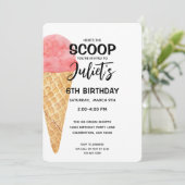 誕生日ガールアイスクリームコーンピンクパーティの招待状 招待状 (スタンド正面)