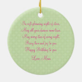 誕生日ガールアットギフトテーブル セラミックオーナメント (裏面)