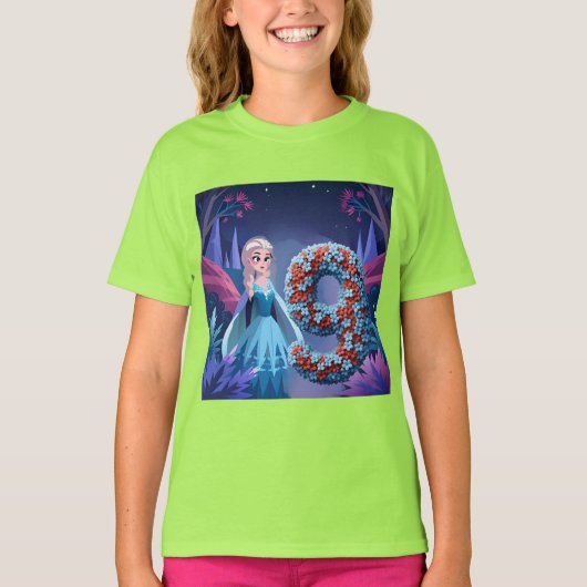 誕生日ガールアット9 Tシャツ (正面)