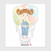 誕生日ガールインオーバーオールRedheadステッカー シール (シート)