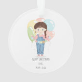 誕生日ガールインオーバーールズブルネット オーナメント (裏面)