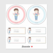 誕生日ガールインオーバーールズブルネット シール (シート)