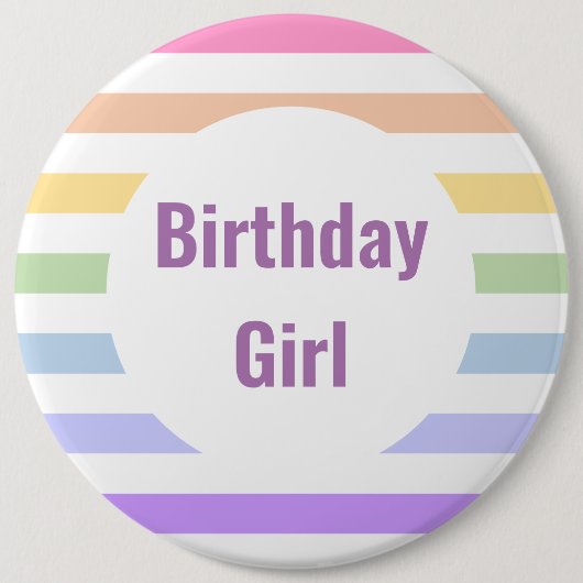 誕生日ガールインレインボーホワイトストライプズ 缶バッジ (正面)