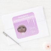 誕生日ガールウィンターオネダーランドサンキューステッカー スクエアシール (封筒)