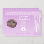誕生日ガールウィンターオネダーランド招待 招待状 (正面/裏面)