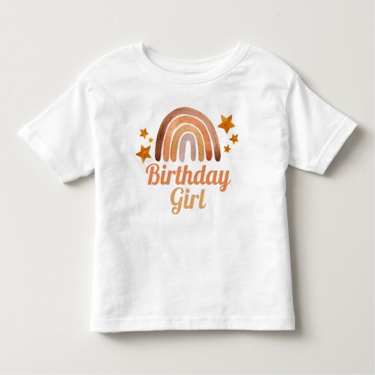 誕生日ガールウォーターカラーボホレインボー&スターズ トドラーTシャツ (正面)