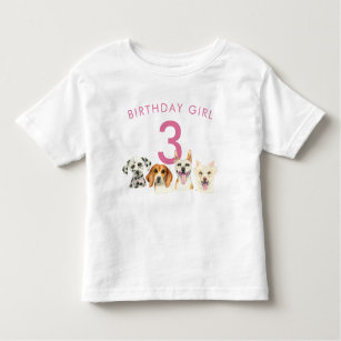 誕生日ガールウォーター色の子犬 トドラーTシャツ