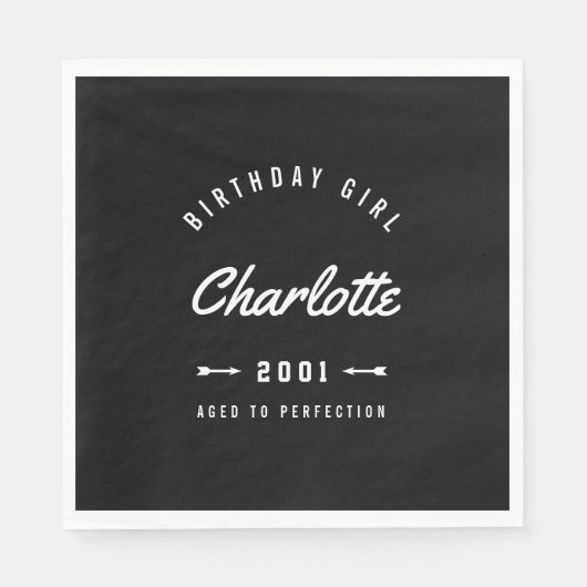 誕生日ガールエイジドトゥパーフェクトレトロ スタンダードランチョンナプキン (正面)