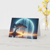 誕生日ガールオンスイングインムーンウォーターフォール カード (黄色い花)