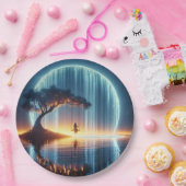 誕生日ガールオンスイングインムーンウォーターフォール ペーパープレート (パーティー)