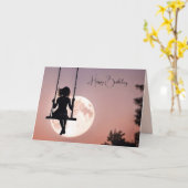 誕生日ガールオンスイングムーン カード (黄色い花)