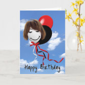 誕生日ガールオンバルーン カード (黄色い花)