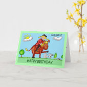 誕生日ガールオンホースカードの漫画のキャラクター カード (黄色い花)