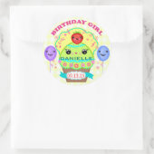 誕生日ガールカスタムかわいいカップケーキステッカー ラウンドシール (バッグ)