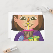 誕生日ガールカップケーキ カード (正面/裏面インサイチュ)