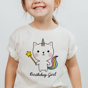 誕生日ガールキャットユニコーンWand Tシャツ