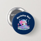 誕生日ガールキュートタコアンダーザシーテーマ 缶バッジ (正面&裏面)