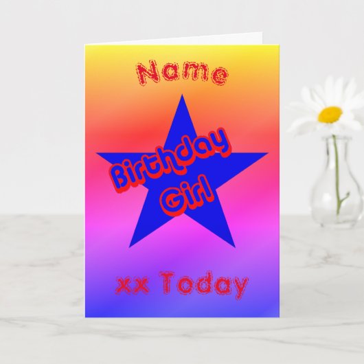 誕生日ガールキュートパーソナライズされた誕生日 カード (小さな植物)