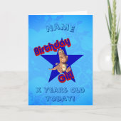 誕生日ガールキュート恐竜パーソナライズされた誕生日 カード (正面)