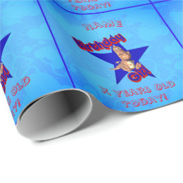 誕生日ガールキュート恐竜パーソナライズされた誕生日 ラッピングペーパー