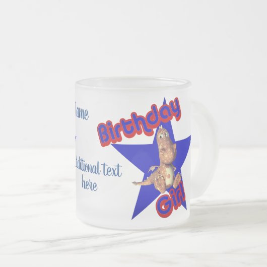 誕生日ガールキュート恐竜パーソナライズされた フロストグラスマグカップ (正面右)