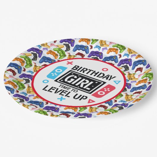 誕生日ガールゲーマー紙プレート ペーパープレート (アングル)