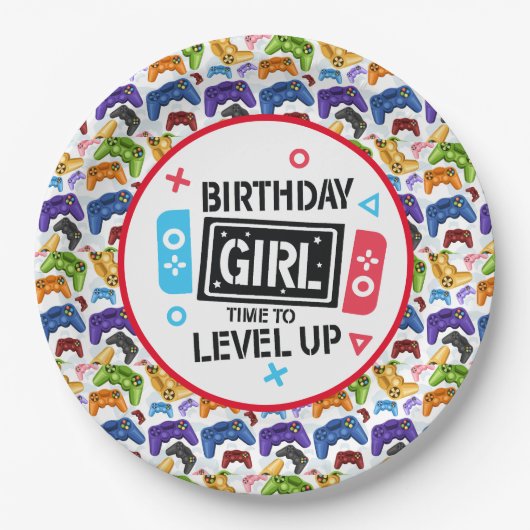 誕生日ガールゲーマー紙プレート ペーパープレート (正面)