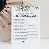 誕生日ガールゲームカードを知ってる 招待状