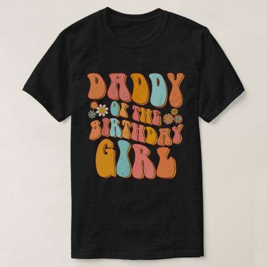 誕生日ガールシャツのヴィンテージグルーヴィーダのパパ Tシャツ (デザイン正面)