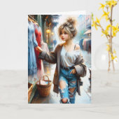 誕生日ガールショッピングインザビッグシティ カード (黄色い花)