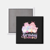 誕生日ガールスクワイスクチーム許可ガールズキュートな子供 マグネット (正面/裏面)
