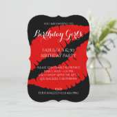 誕生日ガールズファブラス&50ブライトレッドリップスティック 招待状 (スタンド正面)