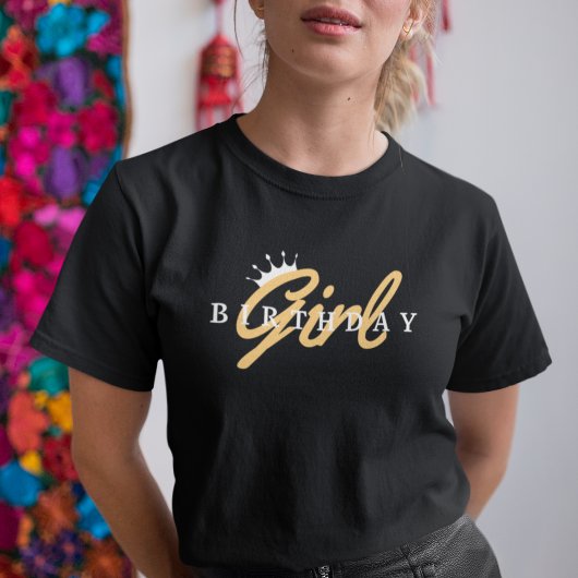 誕生日ガールタイポグラフィ&クラウン、シンプルモダン、 トライブレンドＴシャツ