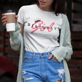 誕生日ガールタイポグラフィ&クラウン、シンプルモダン、 トライブレンドＴシャツ