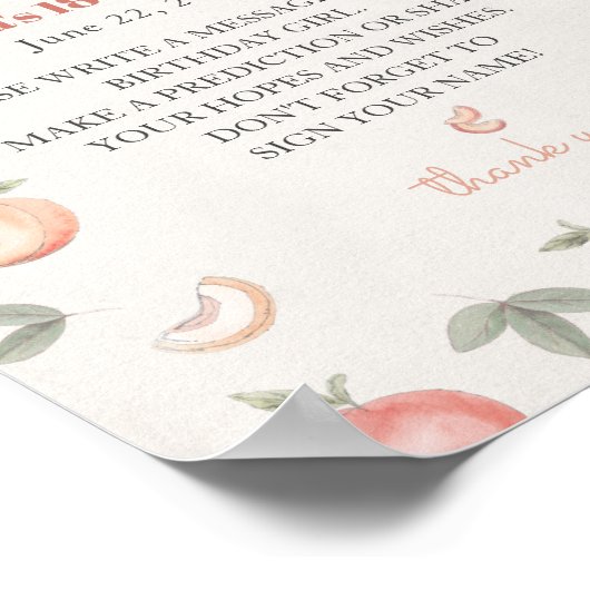 誕生日ガールタイムカプセルのための甘い桃のアドバイス ポスター (角)